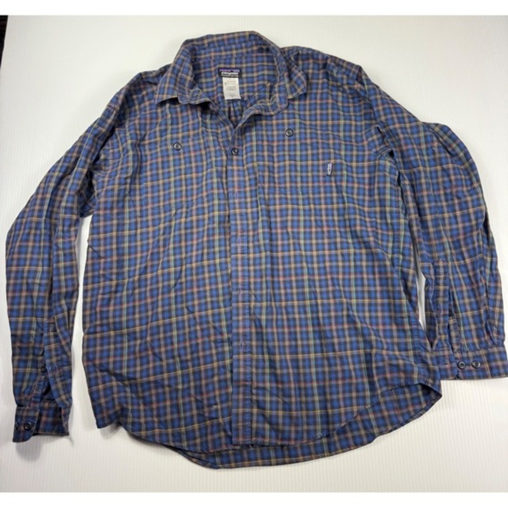 Patagonia Organic Cotton Button Up Flannel Plaid Shirt Mens L‎